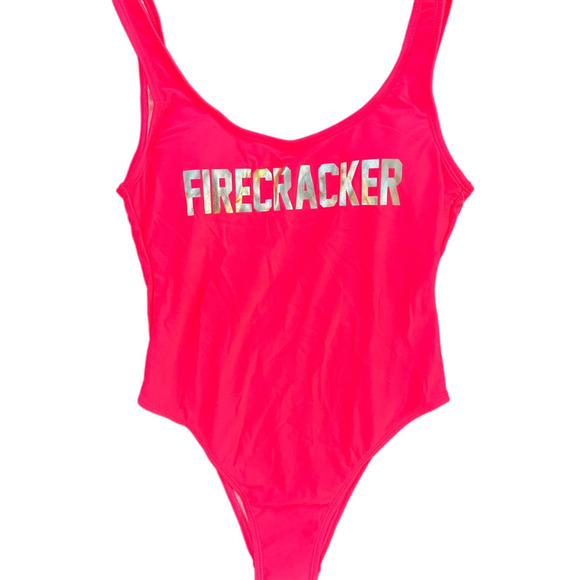 NWT: Xhilaration FIRECRACKER Neon One-Piece Swimsuit, Size M - Picture 5 of 7